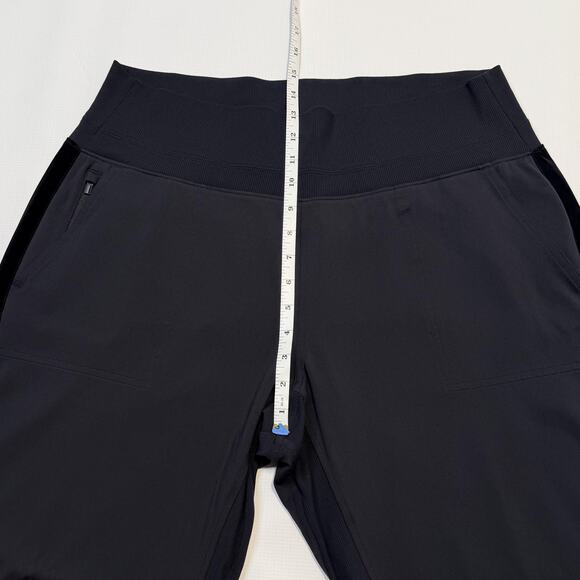 Athleta Jogger Pants Womens XL Black High Rise Rib Waist Zip Pockets Stretch - Picture 9 of 13